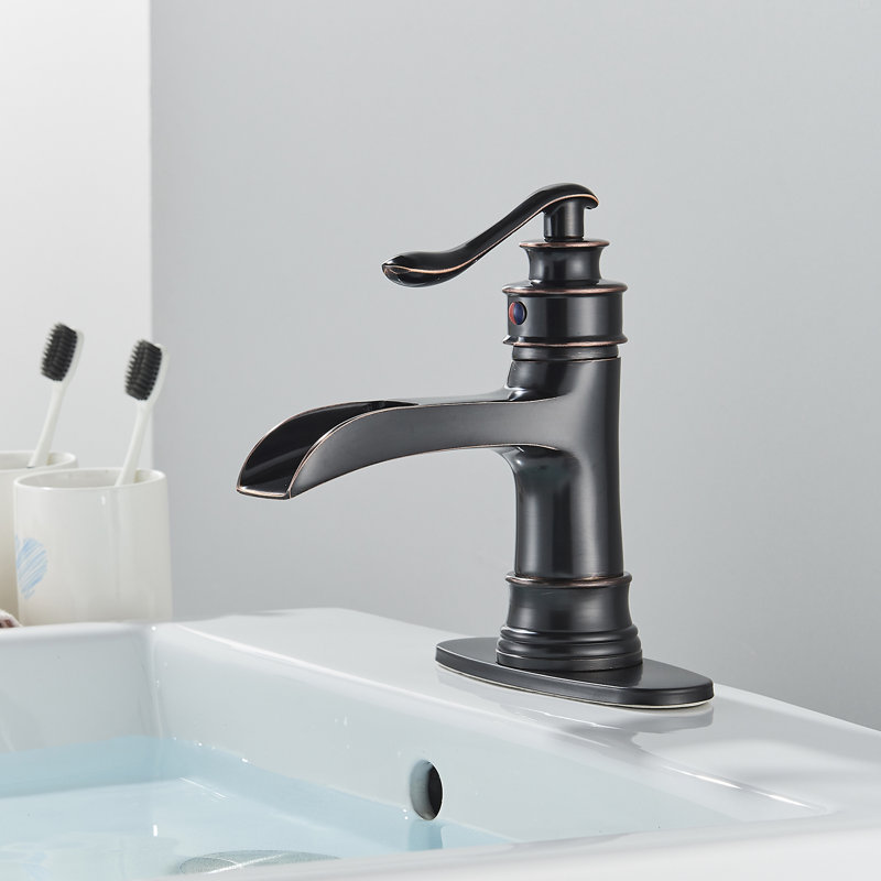 Single-handle Bathroom Faucet with Drain Assembly, OIl Rubber Bronze