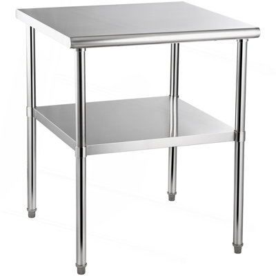 Stainless Steel Prep Table, 30 X 30 X 36 Inch, 800Lbs Load Capacity Heavy Duty Metal Worktable With Adjustable Undershelf & Feet, Commercial Workstation For Kitchen Garage Restaurant Backyard