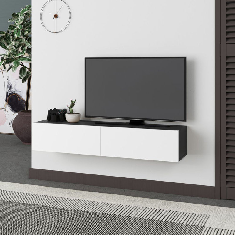 Bowning Wall-Mounted TV Stand for TVs Up to 42 Inches Stylish and Functional Entertainment Unit, Anthracite/White