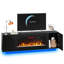 Meuble télé de 70 po avec foyer électrique, console télé avec éclairage DEL RVB, flamme 3D, chauffage 1500 W, compatible avec les téléviseurs jusqu'à 80 po, noir-133713035
