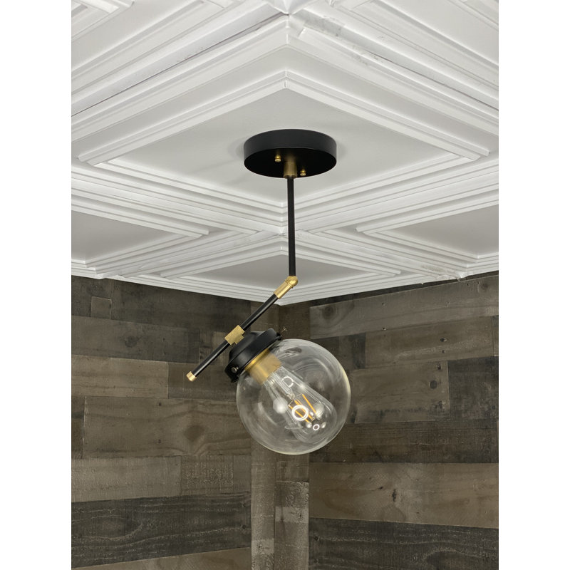 Gheorghe Glass Semi Flush Mount, Brass Black, Clear