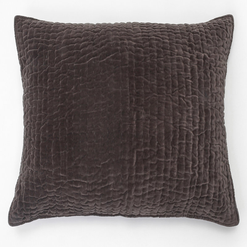Reeser Velvet Sham - Standard, King, Charcoal Gray