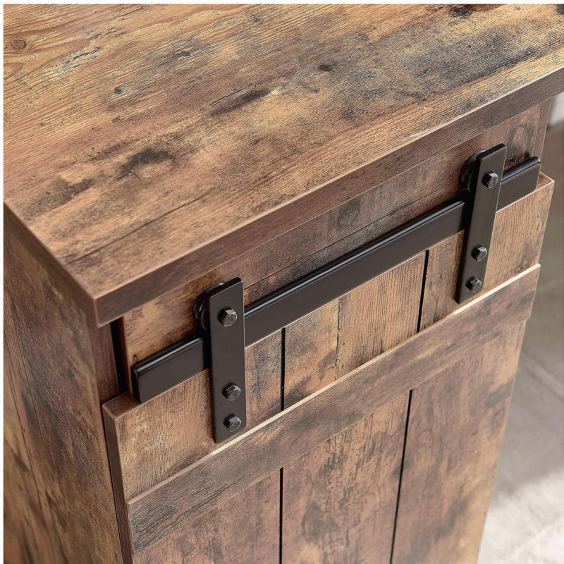 Bureau à domicile Bureau en bois patiné avec trois tablettes et porte de grange en métal