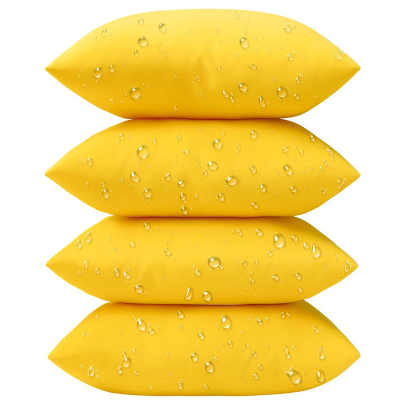 Phantoscope Outdoor Pillow Inserts - Pack Of 4 Square Form Water Resistant Decorative Throw Pillows, Square 18", Yellow
