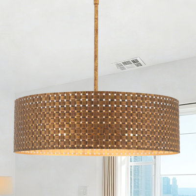 Lustre tambour 4 lumières en laiton doré 17,75 po