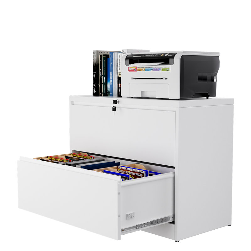 Ahanu 35.4'' Wide 2 -Drawer Steel File Cabinet, White