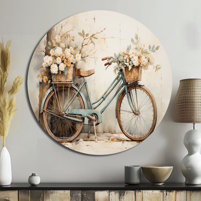 Vélo, pédalage tranquille II - transport, art en métal rond