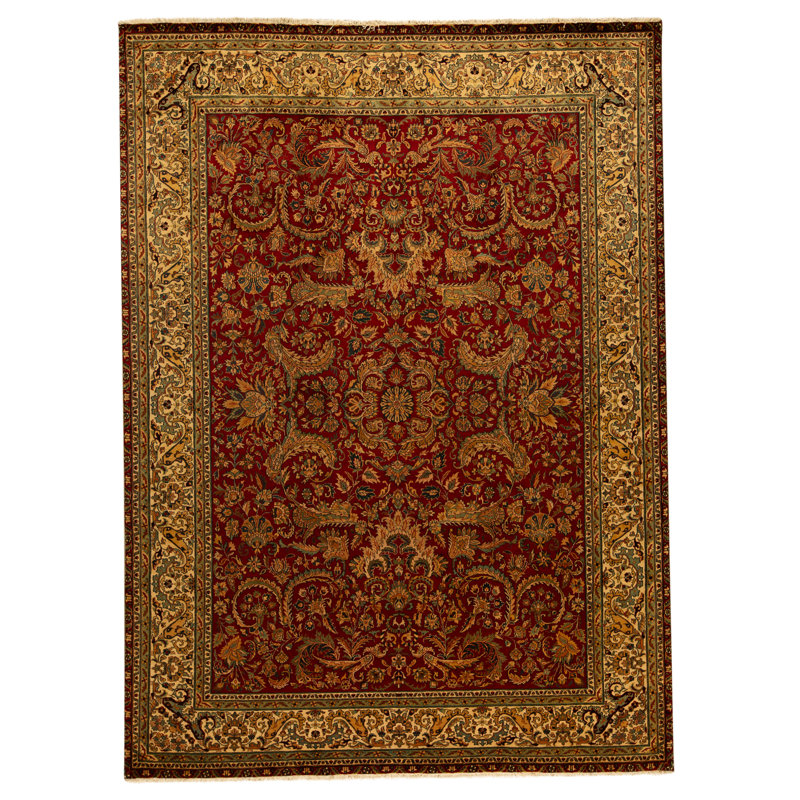 High-Quality Hand-Knotted Wine And Cream Area Rug