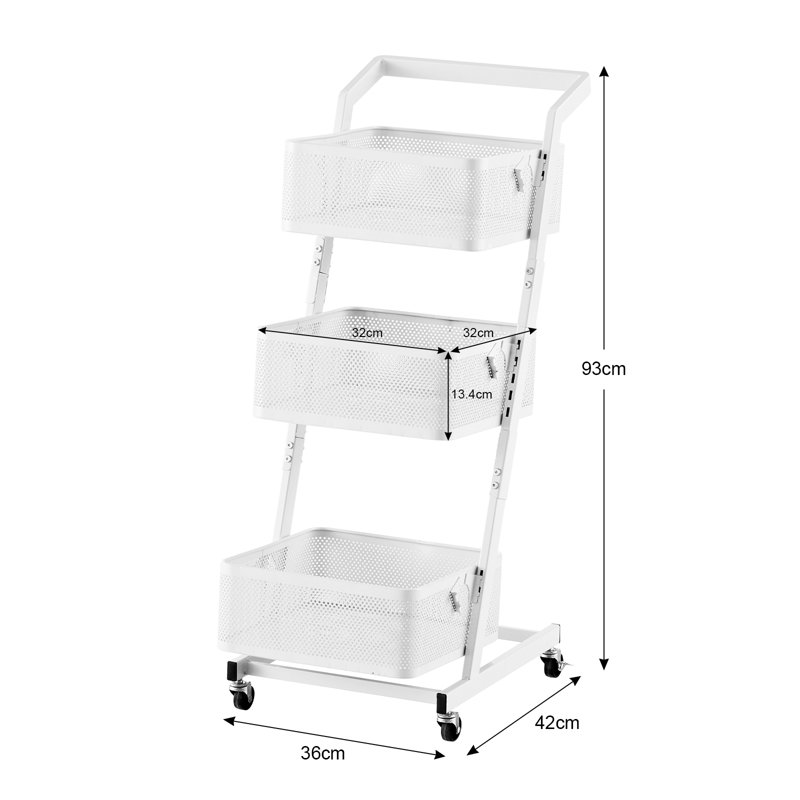 93cm H x 36cm W Cart with Wheels, White