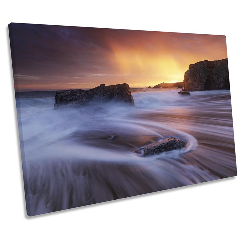 Sunset Beach Moody Rocks - Wrapped Canvas Print, 30.5cm H x 45.7cm W