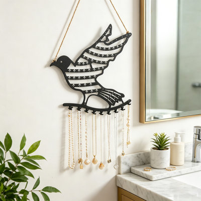 Organisateur de bijoux mural en forme d'oiseau