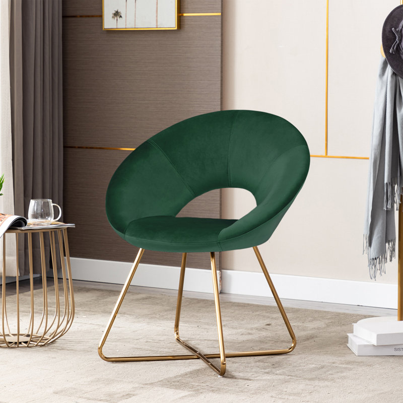 Fauteuil d'appoint contemporain en velours avec dossier ouvert Crivello, Rouge rouille
