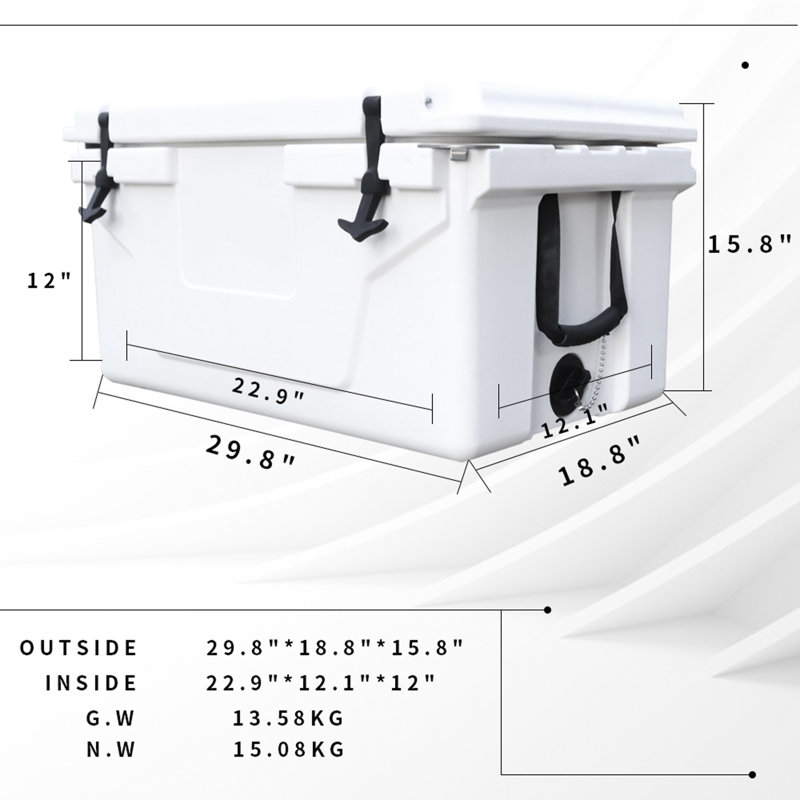 White Colour Ice Cooler Box 65QT Camping Ice Chest Beer Box Outdoor Fishing Coolerblue