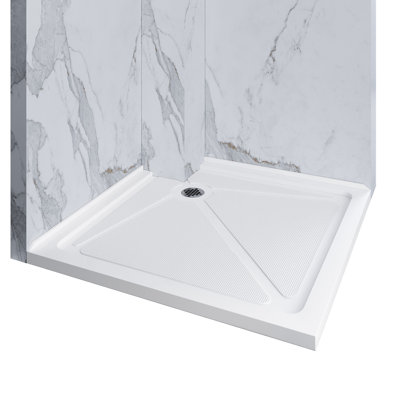 Base de douche blanche 36 po x P 36 po avec ensemble de drain de douche inclus