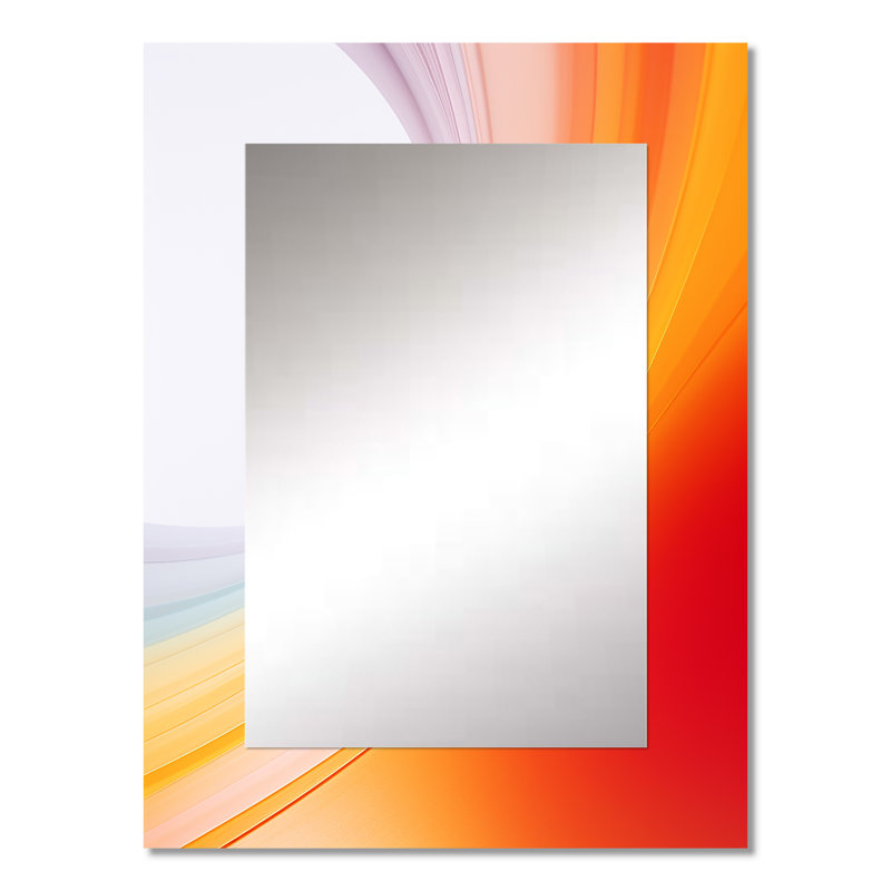 Orange Spectral Slice II - Abstract Shapes Large Wall Mirror, Modern Unique Mirror, Printed Metal Art, 32" x 24"