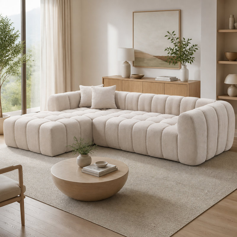 Upholstered " Sofa, Boucle blanc