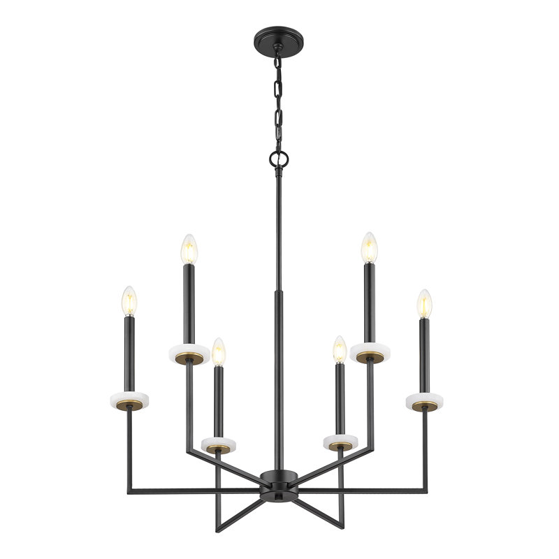 Lustre 6 lumières Parrish noir mat + or Mordern, Matte Black+Mordern Gold