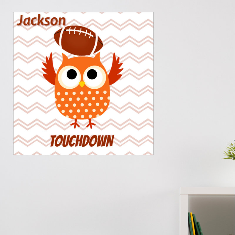 Décalcomanie murale personnalisée baseball hibou, H 30 po x l 30 po, Oui