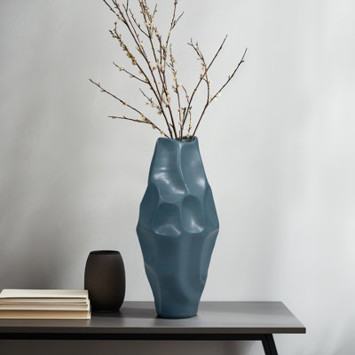 Vase en grès unique, bleu sarcelle, fantaisie, couleur unie, design texturé, pièce décorative parfaite