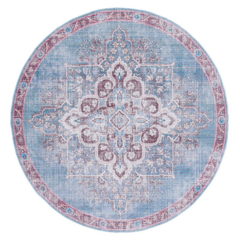 Serapi Performance Machine Washable Oriental Rug, Round 6'7"