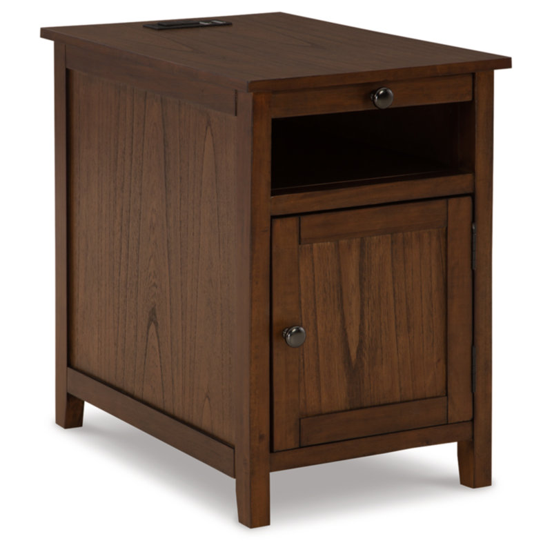 Dalson End Table and Built-In Outlets, Brown