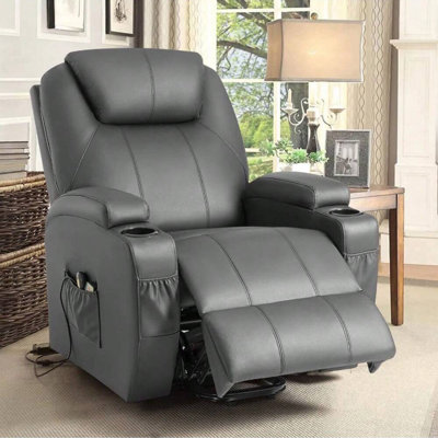 Power Lift Recliner Chair leathaire with Massage for Elderly Ergonomic Lounge Chair Classic Single Sofa with 2 Cup Holders Side Pockets Home Theater Seat