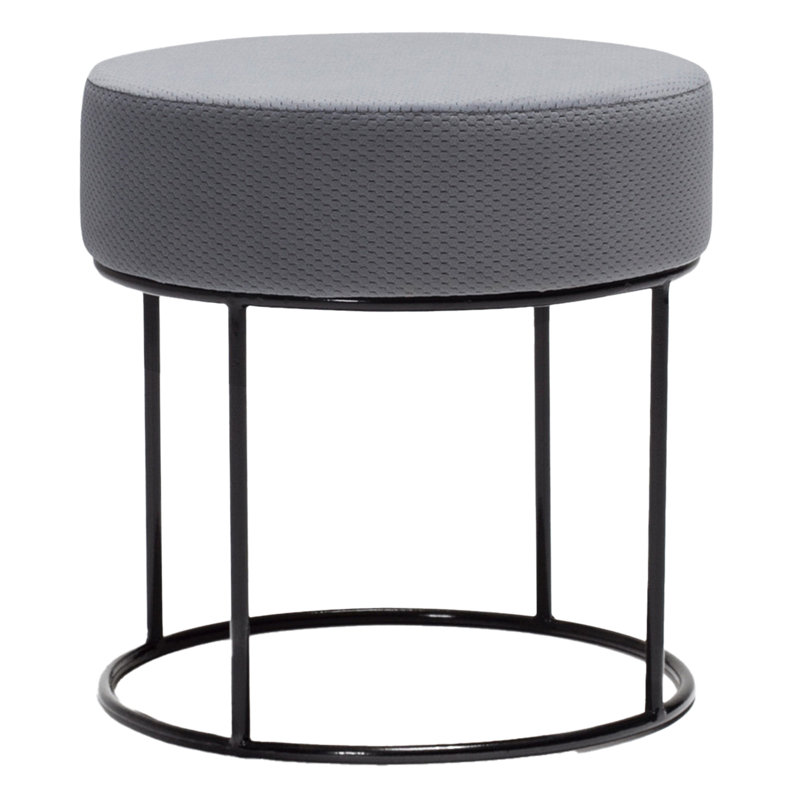 Emmi-Leigh Round Footstool Ottoman, Gray 100% Polyester