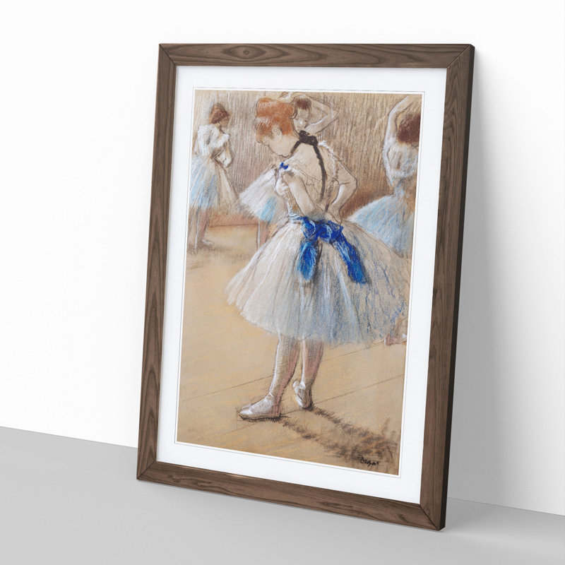 Ballet Ballerina Dancer by Edgar Degas - Picture Frame Painting, 65cm H x 48cm W x 2cm D, Walnut Framed