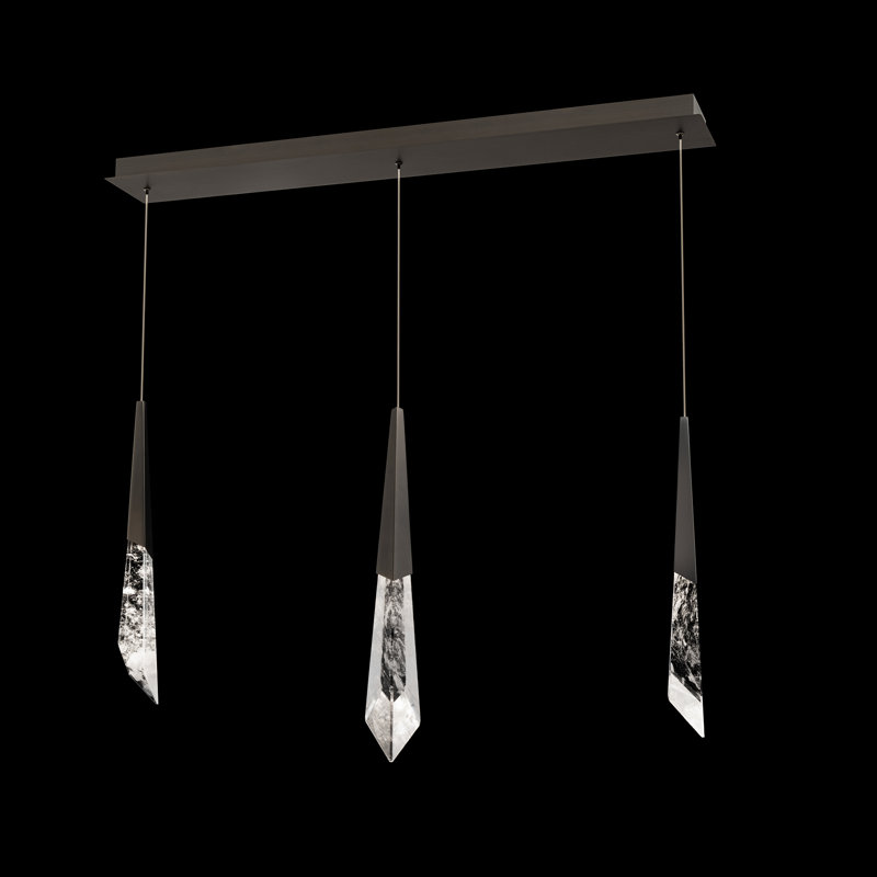 Antique Nickel Crystal LED 3-Light Island Pendant