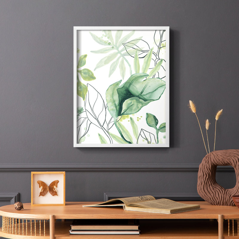 «Tropical Palm Chorus II», reproduction encadrée - bois massif, H 20 po x l 16 po, Blanc