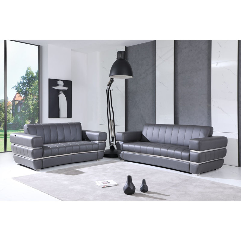 Biddlesden 904 - Canapé en cuir italien gris foncé Love