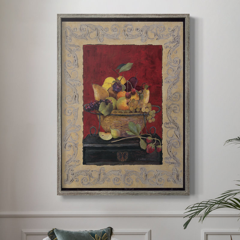 «Traditional Fruit Basket II», reproduction encadrée - bois massif, H 11 po x l 9 po