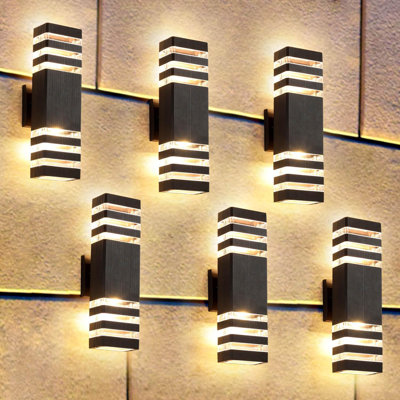 Paquet de 6 luminaires muraux d'extérieur et d'extérieur, lumière de véranda extérieure, blanc chaud 14W IP65 3000K 1100LM, lumières extérieures pour l'extérieur