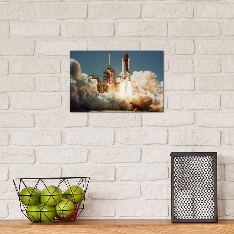 Space Shuttle Challenger Lift Off (1983) - No Frame Print on Canvas, 20.32 cm H x 30.48 cm W, Wrapped Canvas
