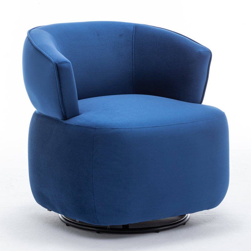 Olevide Swivel Barrel Chair, Navy Velvet