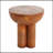 Iris Outdoor Patio Three-Legged MGO Wood-Grain Round Side Table, Weather-Resistant And Eco-Friendly