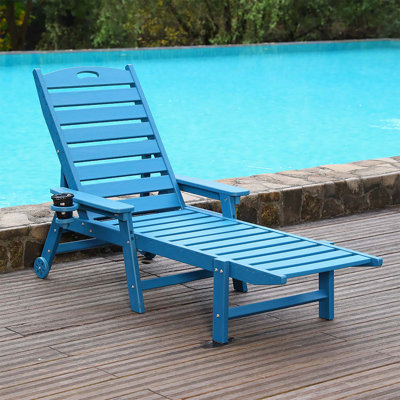 Chaise Lounge Chair for Outdoor Use with 4-Position Adjustable Backrest