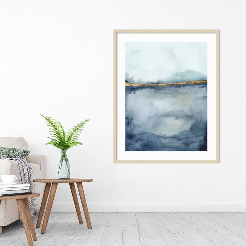 «Coastal Horizon II» par Victoria Borges - Reproduction d'art graphique sur papier encadré, H 35 po x l 28 po, Brun