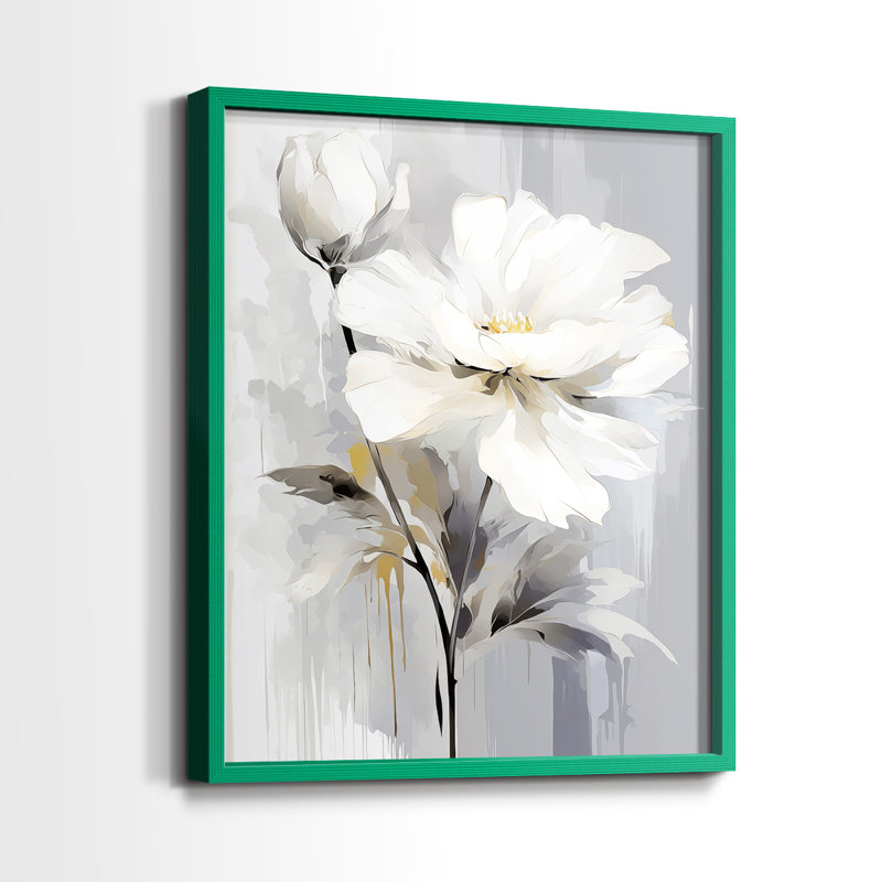 Série FLORAL CDXL III - Impression encadrée de qualité supérieure - Prêt à être accroché - Aucun clou requis, Cadre vert