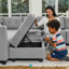Canapé modulaire réversible de l 143 po avec repose-pieds avec rangement-120796072