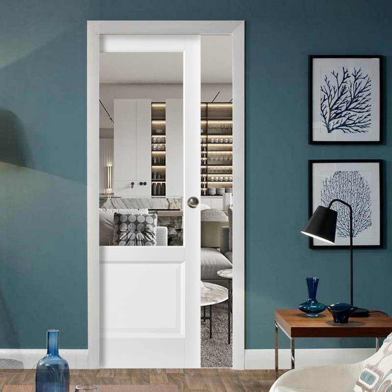 Porte de placard coulissante en bois Lucia, 18 po x 80 po, Soie blanche