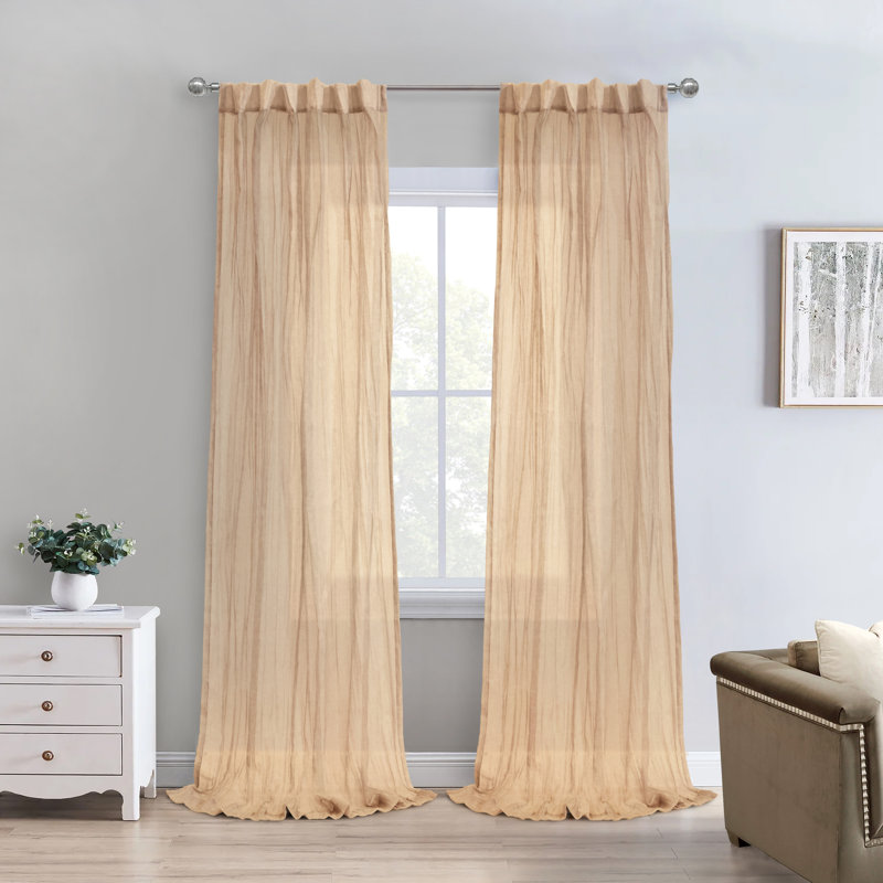 Sheer Curtain Single Panel, 52" W x 84" L, Apricot