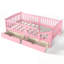 Lit plateforme simple avec garde-corps pleine longueur et tiroirs de rangement-2093951634