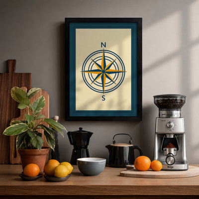 Nautical Compass Rose Vintage - Framed Print