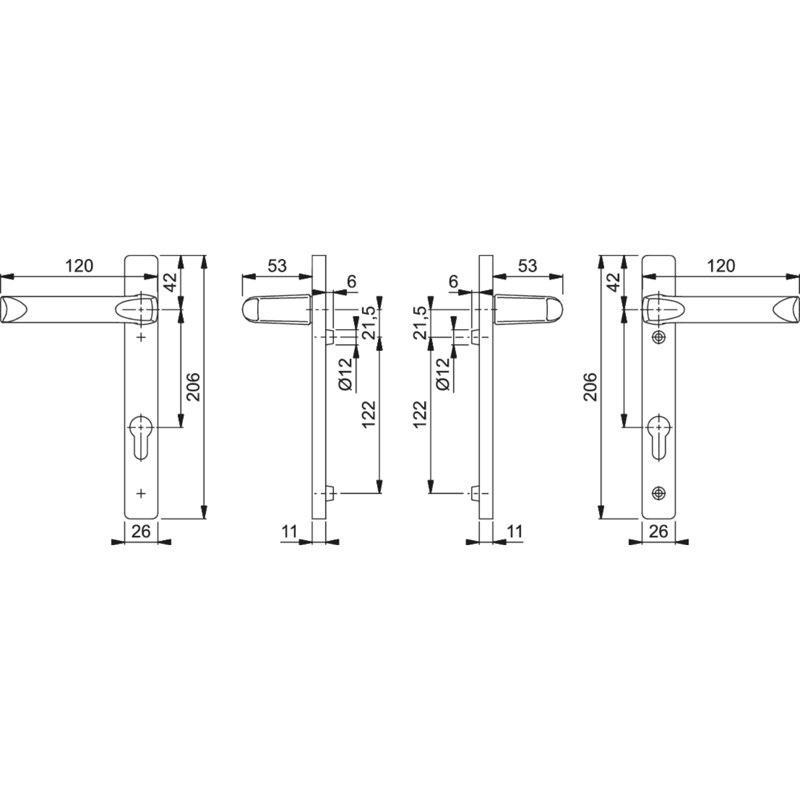 Door Handle, Matt Black
