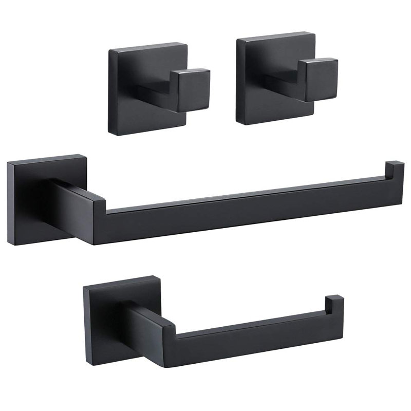 4 - Piece Bathroom Hardware Set, Matte Black