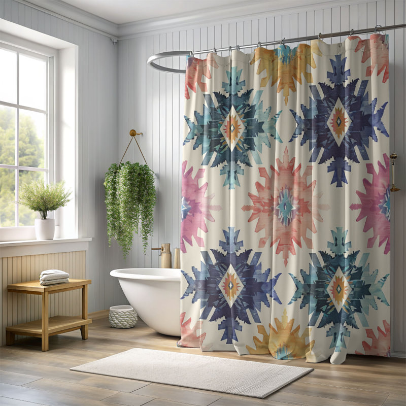 Rideau de douche standard 1 pièce Southwestern Textures, H 74 po x l 71 po