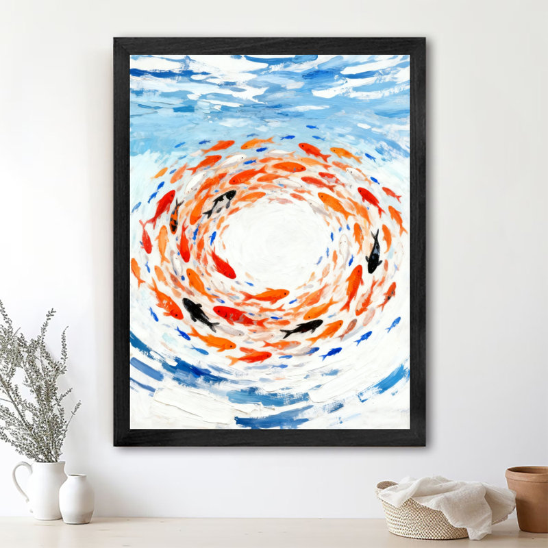 Reproduction d'art encadrée noire rétro petit vortex, H 37 po x l 25 po