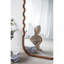 Miroir de plancher surdimensionné en bois avec cadre brun unique
