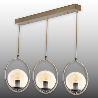 Luminaire suspendu pour îlot de cuisine 3 lumières à hauteur réglable